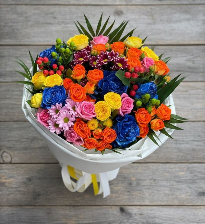 Букет цветов из: Розы и Хризантемы в Спокойной