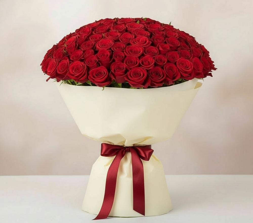 Букет 101 Красная роза Милано в Спокойной