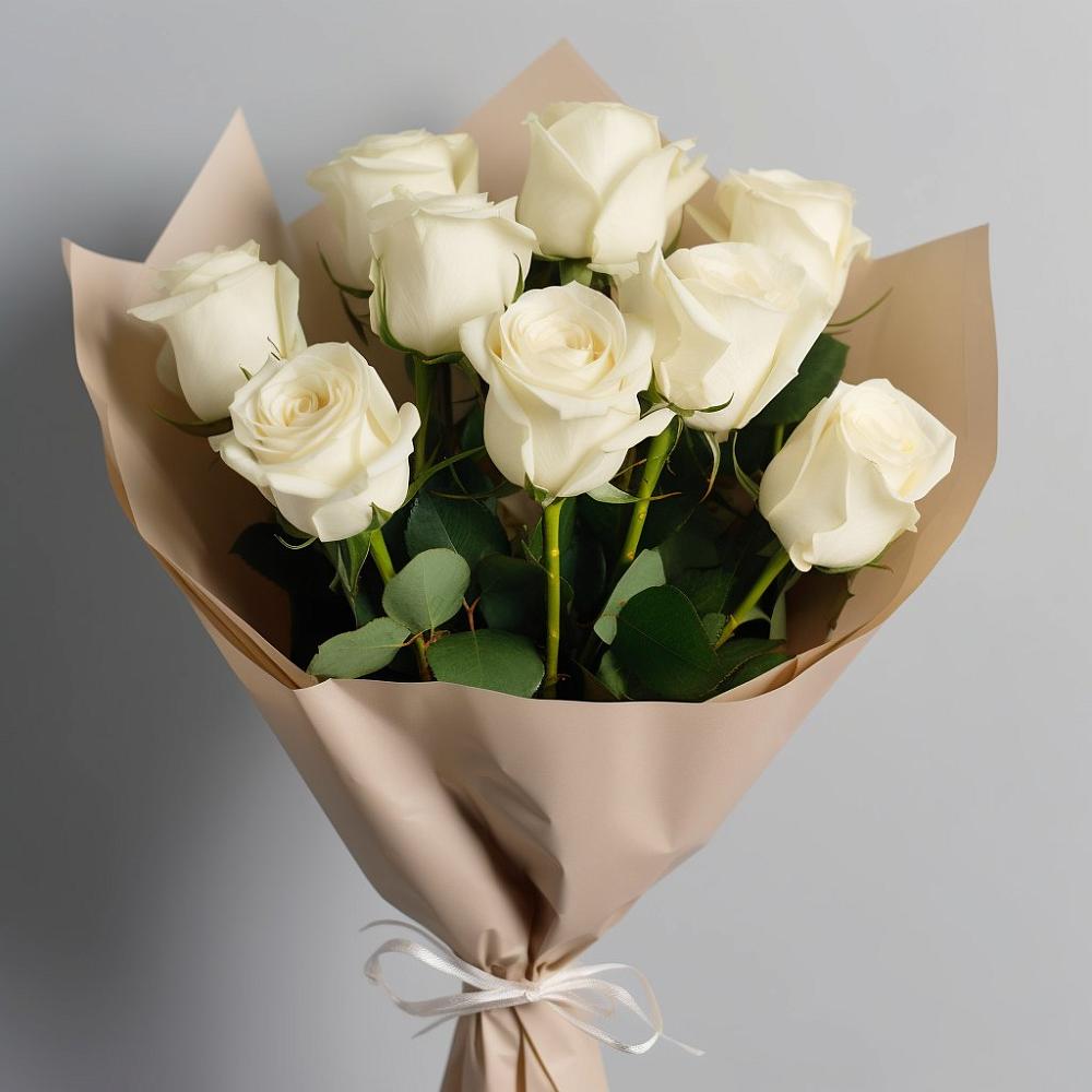 Букет 9 Белых роз Эдлесс Лав в Спокойной