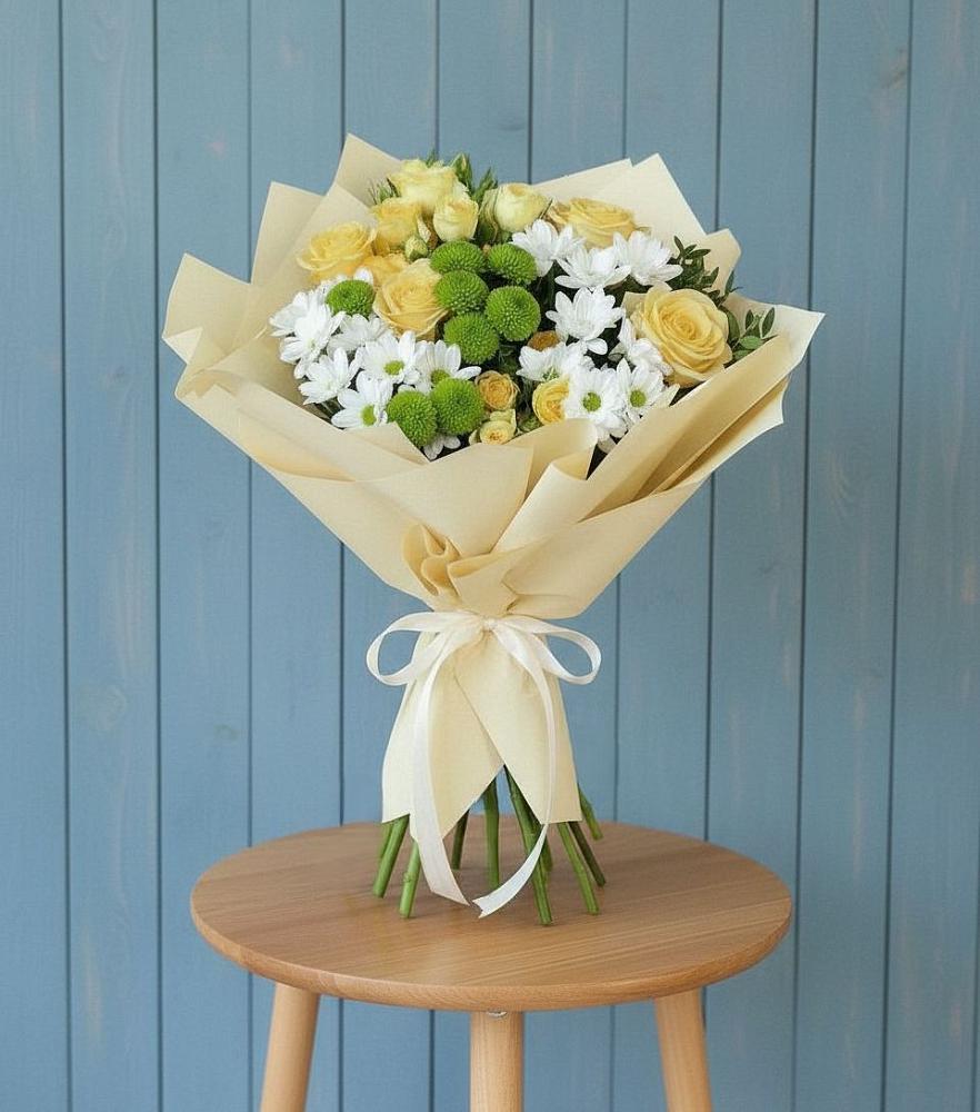 Букет цветов из: Хризантемы и Розы в Спокойной