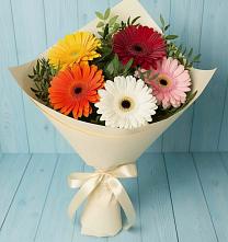 Букет цветов из:  Герберы #REPLACE_PRED# Спокойной