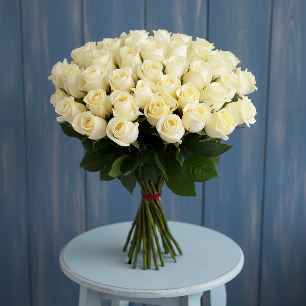 Букет 51 Белая роза Эдлесс Лав в Спокойной
