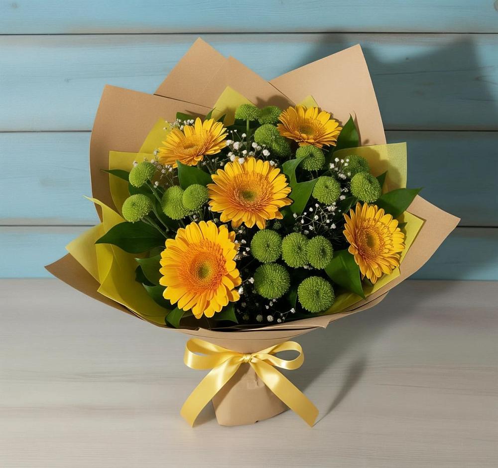 Букет цветов из: Герберы и Хризантемы в Спокойной