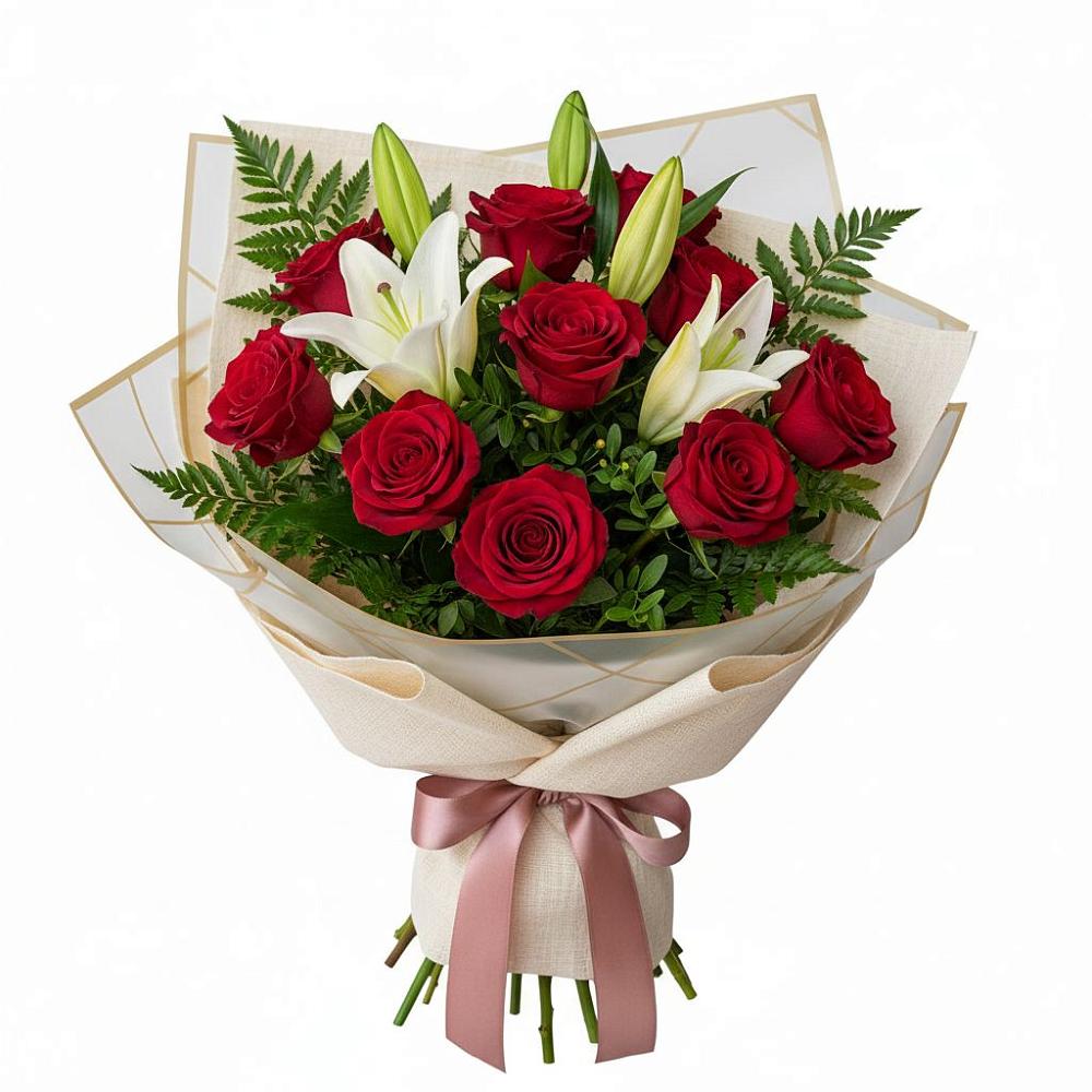 Букет цветов из: Лилии и Розы в Спокойной