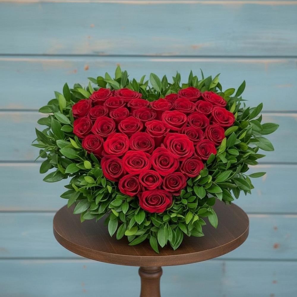 Цветочная композиция из Розы в виде сердца в Спокойной