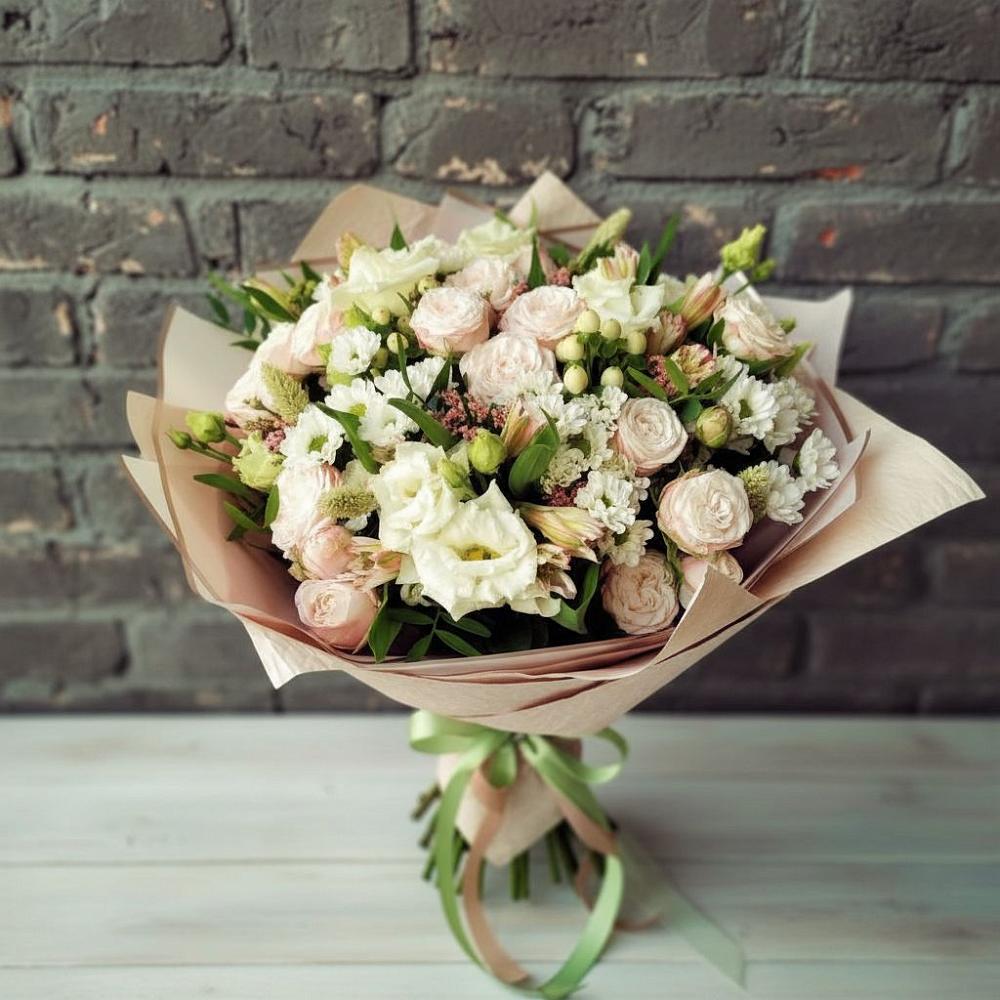 Букет цветов из: Альстромерии, Розы и Хризантемы в Спокойной