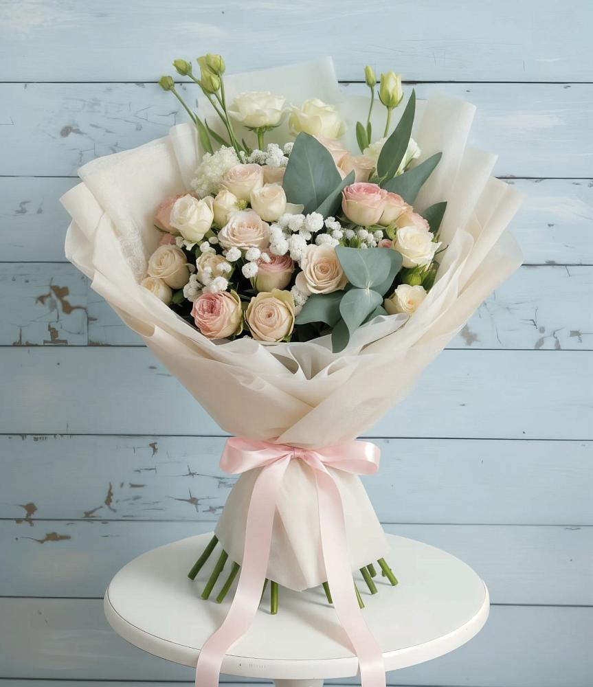 Букет цветов из: Розы и Лизиантусы в Спокойной