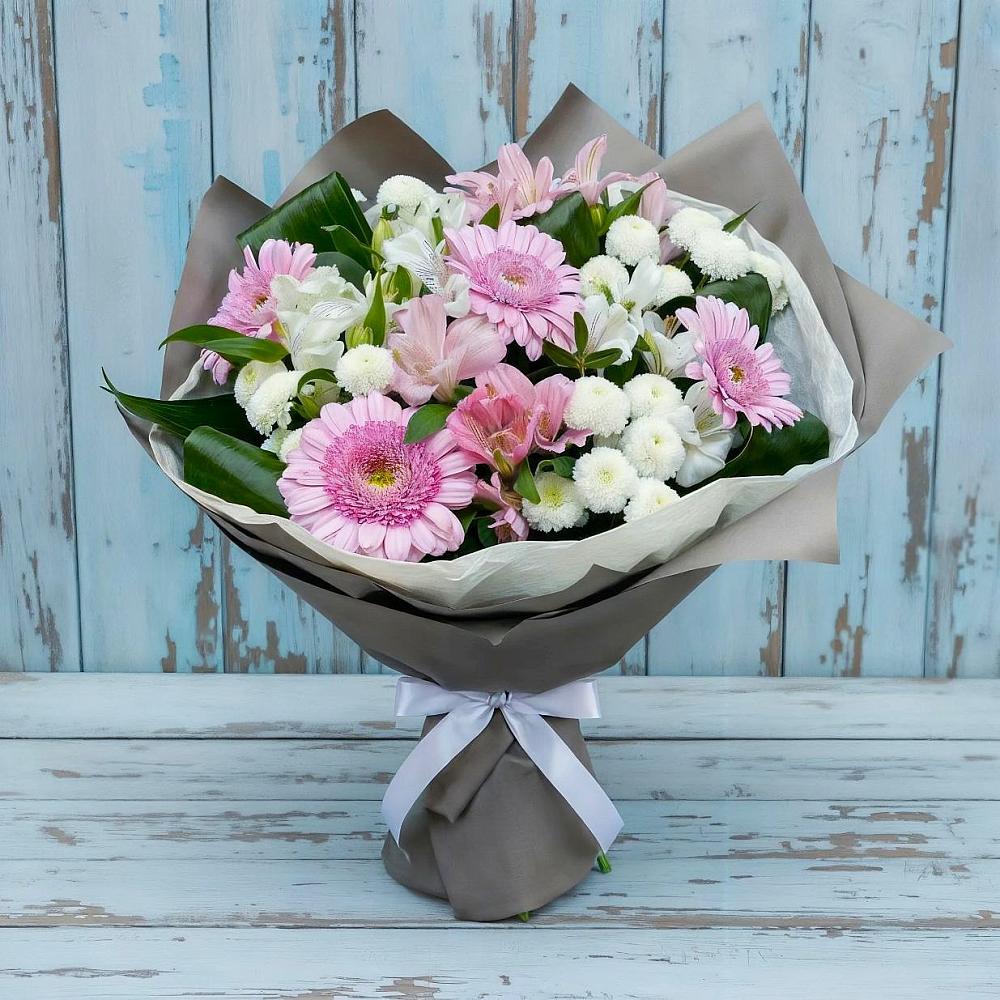 Букет цветов из: Герберы, Альстромерии и Хризантемы в Спокойной