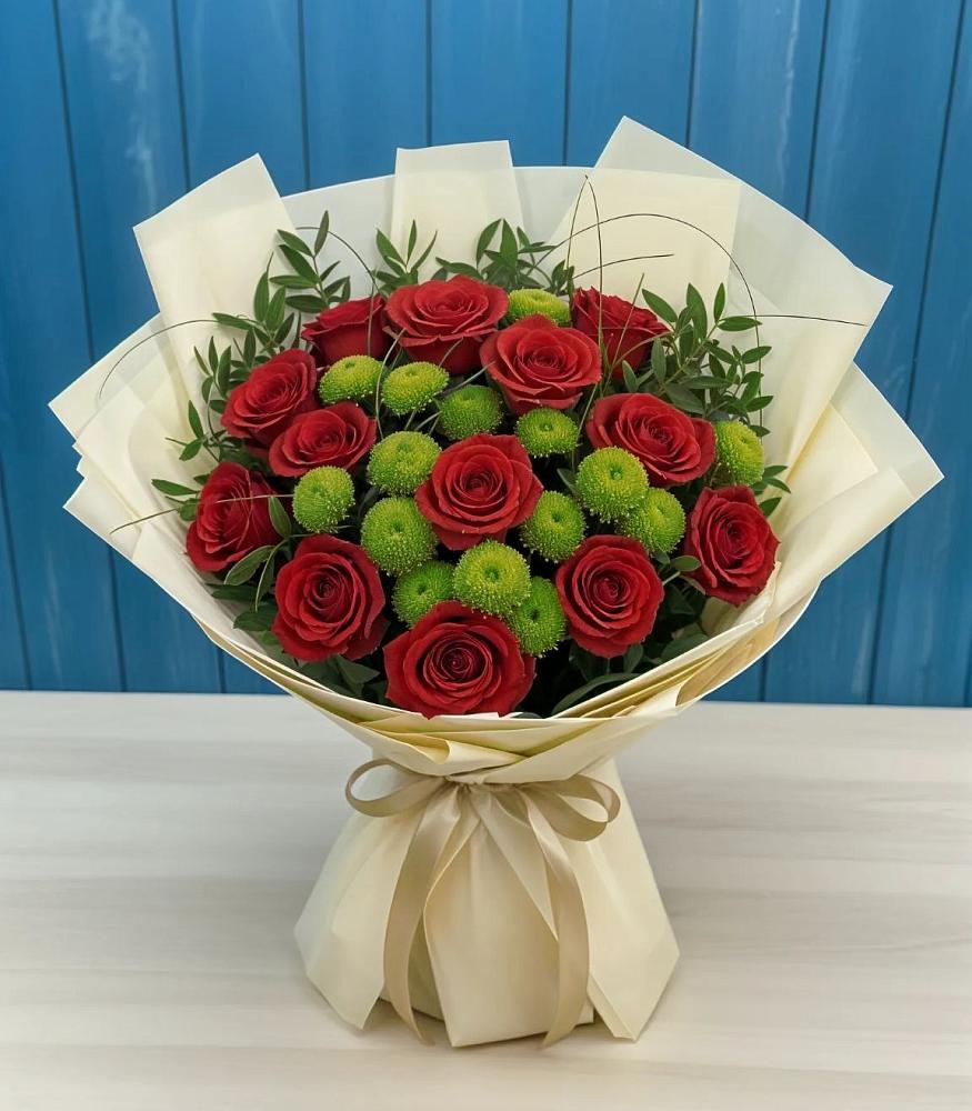 Букет цветов из: Розы и Хризантемы в Спокойной