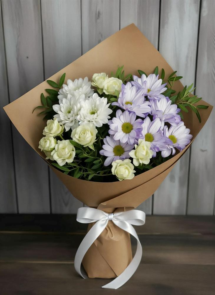 Букет цветов из: Хризантемы и Розы в Спокойной